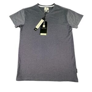 Scott James T-Shirt Mens Small Blue V-Neck Short Sleeve Textured Dapper Classic